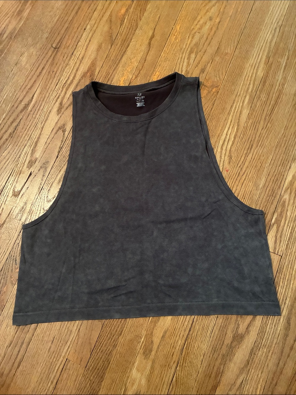 Offline by aerie Washed Grey Cropped Muscle Tank